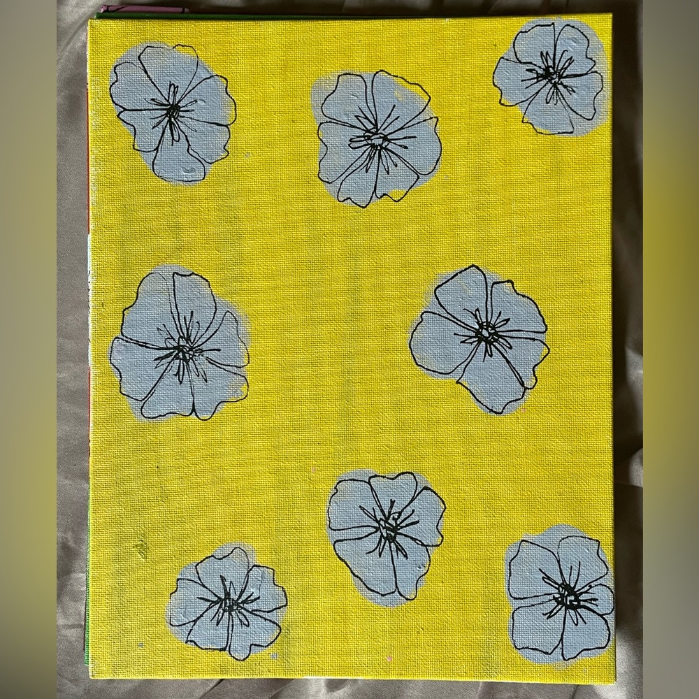 Yellow/Gray Floral Painting